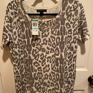 INC shirt sleeve sweater shirt with jewels